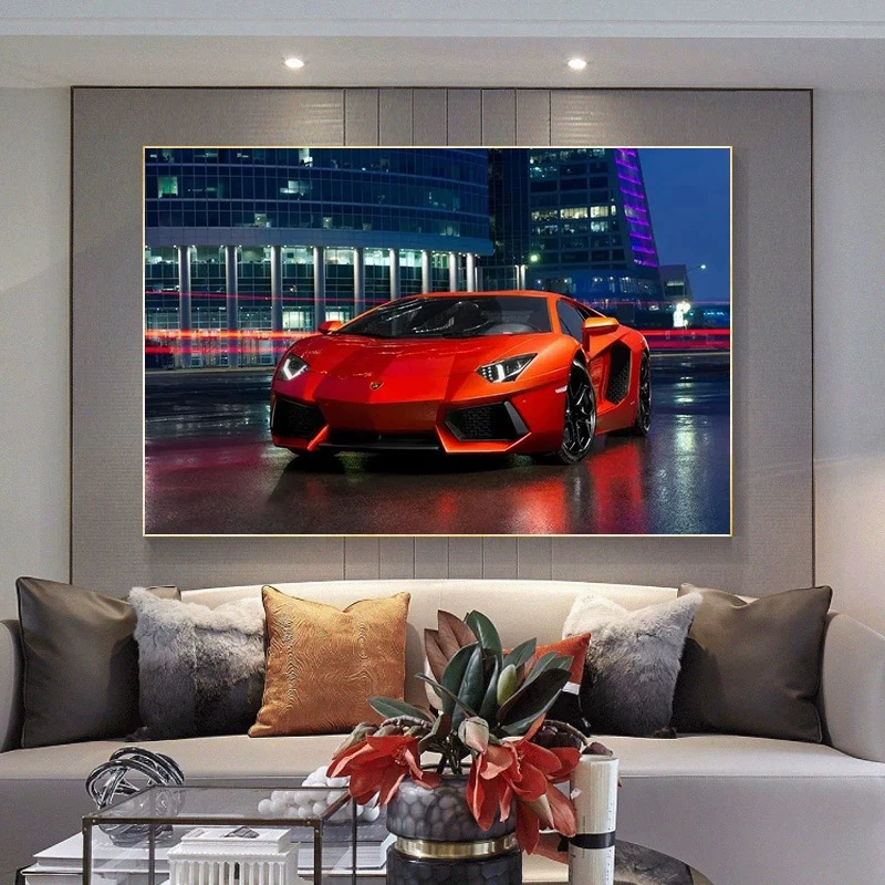 Ferrari, Lamborghini, гоночный автомобиль, настенная плакат