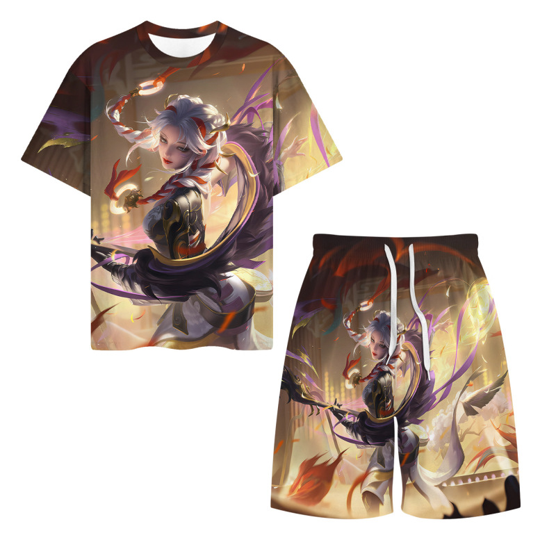 Honor of Kings Series Ice Tea Short-Sleeve Clothing Set Pajamas Spring and Summer Funny Quirky Children's Abstract Designs