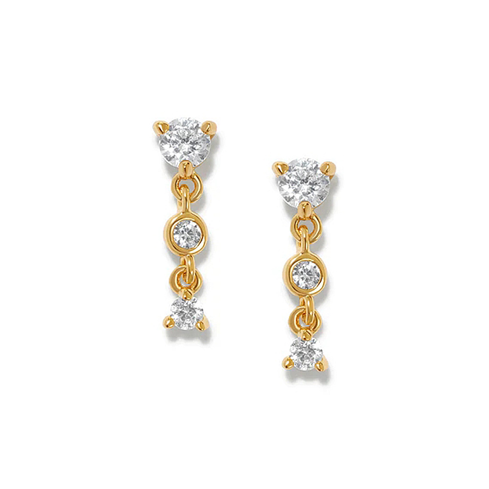 Fashion Geometric Sterling Silver Inlay Zircon Drop Earrings 1 Pair