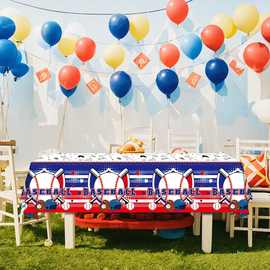 跨境棒球主题桌布运动球桌布派对装饰运动生日派对用防油防污