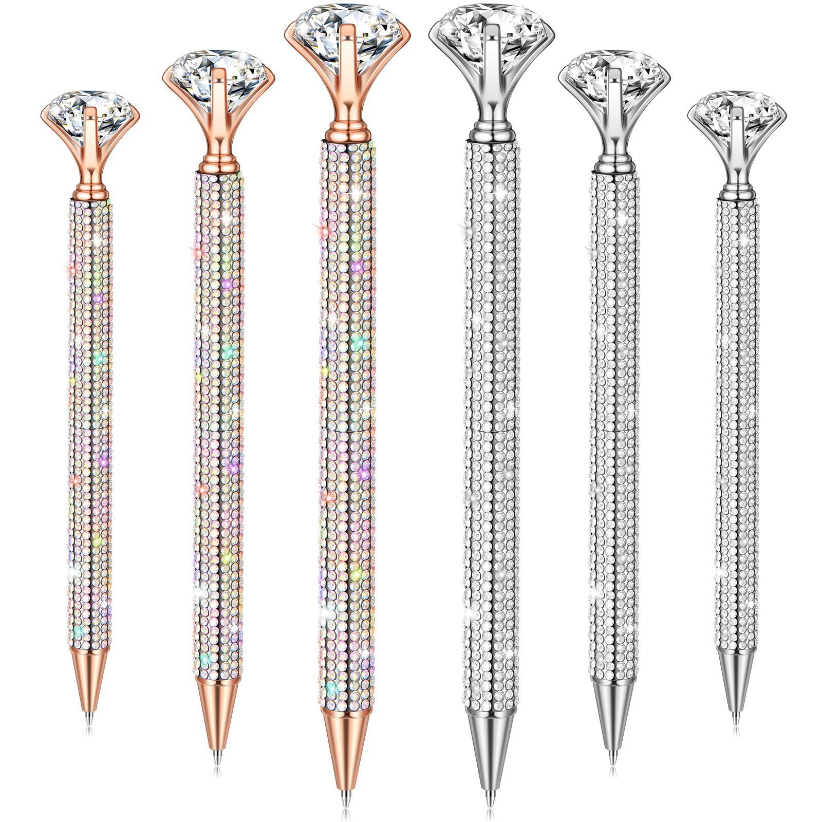 Diamond-Encrusted Large Diamond Ballpoint Pen for Girls and Students, Rotating Metal Pen, Crystal Diamond Pen, Advertising Gift Pen
