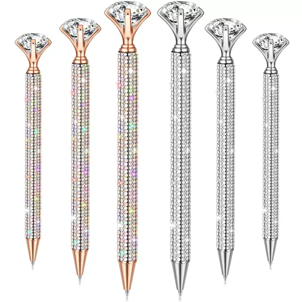 Diamond-Encrusted Large Diamond Ballpoint Pen for Girls and Students, Rotating Metal Pen, Crystal Diamond Pen, Advertising Gift Pen