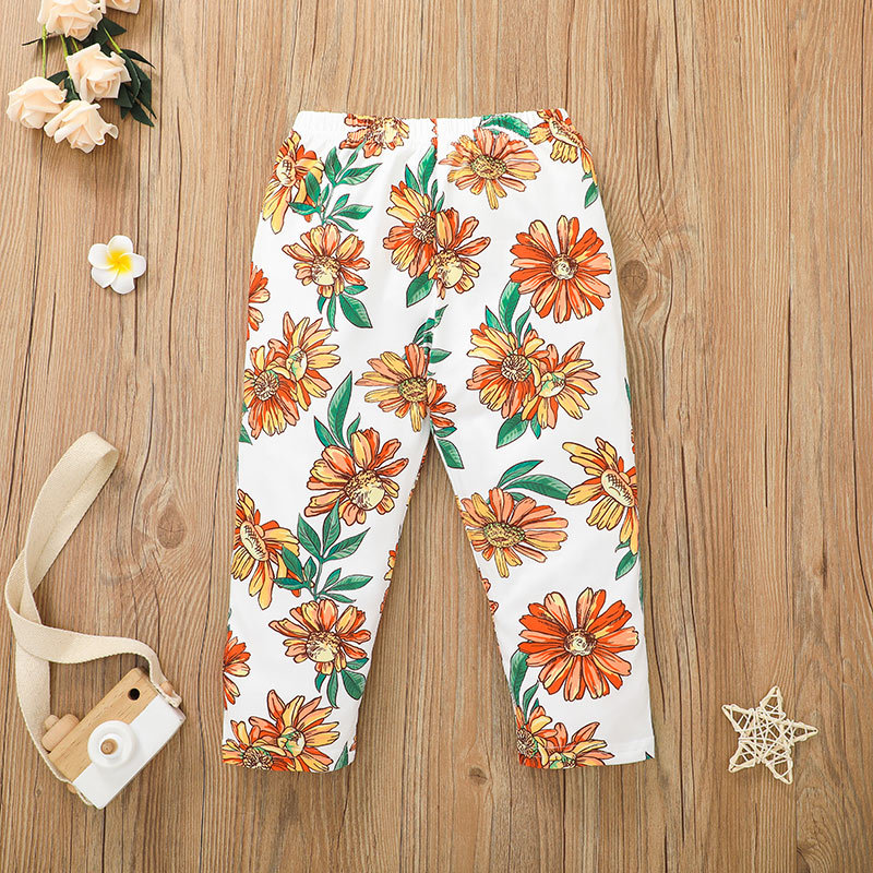 Children New Lotus Leaf Lace Skirt Trousers Printing Two-piece Suit Wholesale Nihaojewelry display picture 7