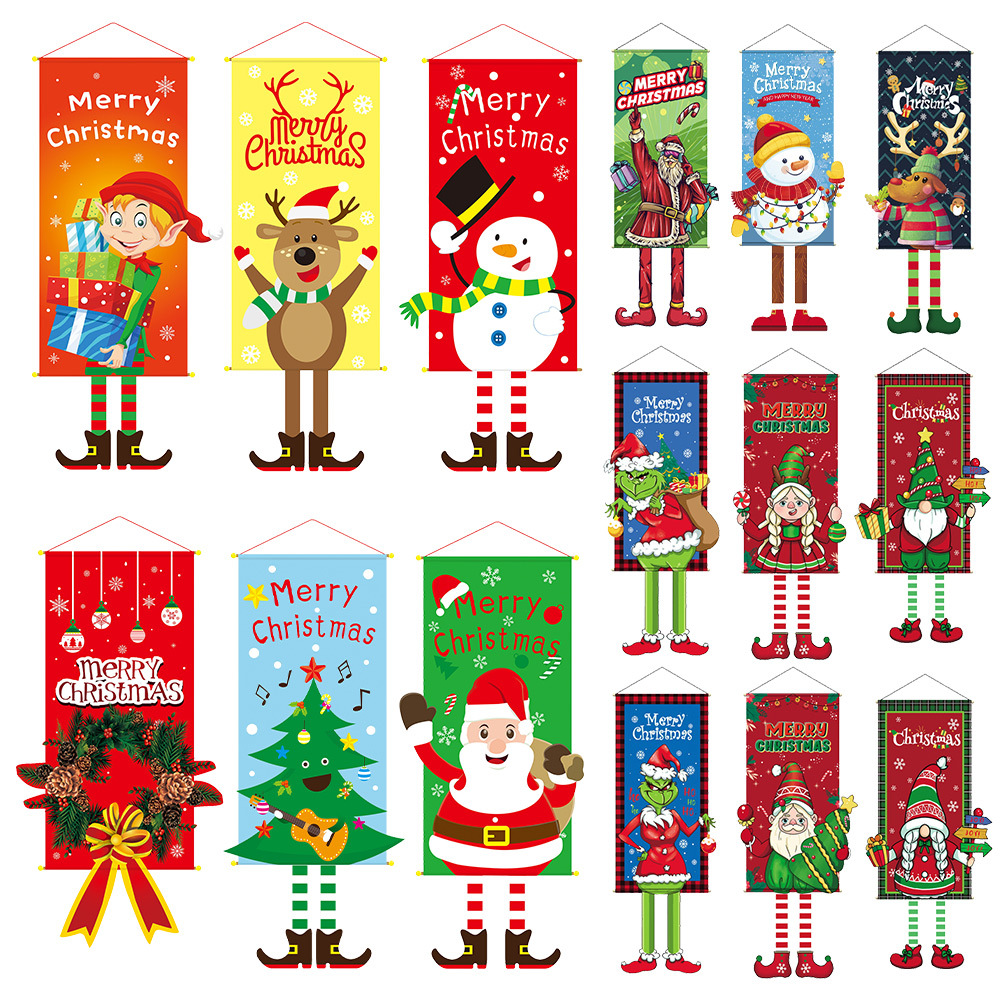 New Christmas decorations, fabric creative hanging flags, shopping mall hotel window pendants, wall atmosphere decoration hanging banners