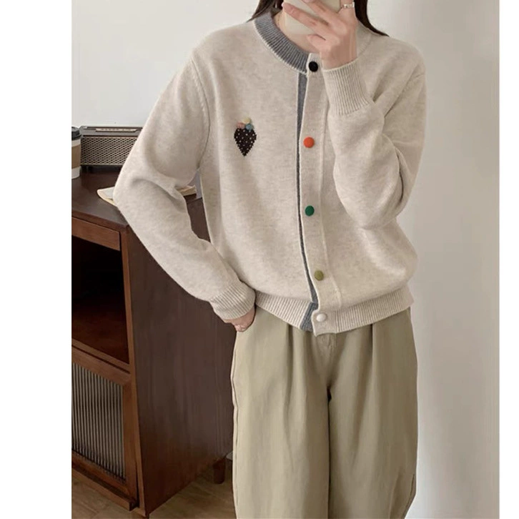 2024 новый уменьшенный возраст милый нежный темперамент женский вязаный кардиган