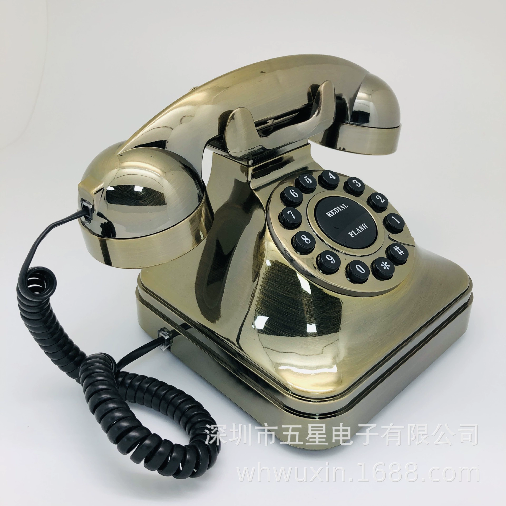 Стационарный телефон Американский классический телефон Телефон в старом ретро-стиле Древний бронзовый телефон