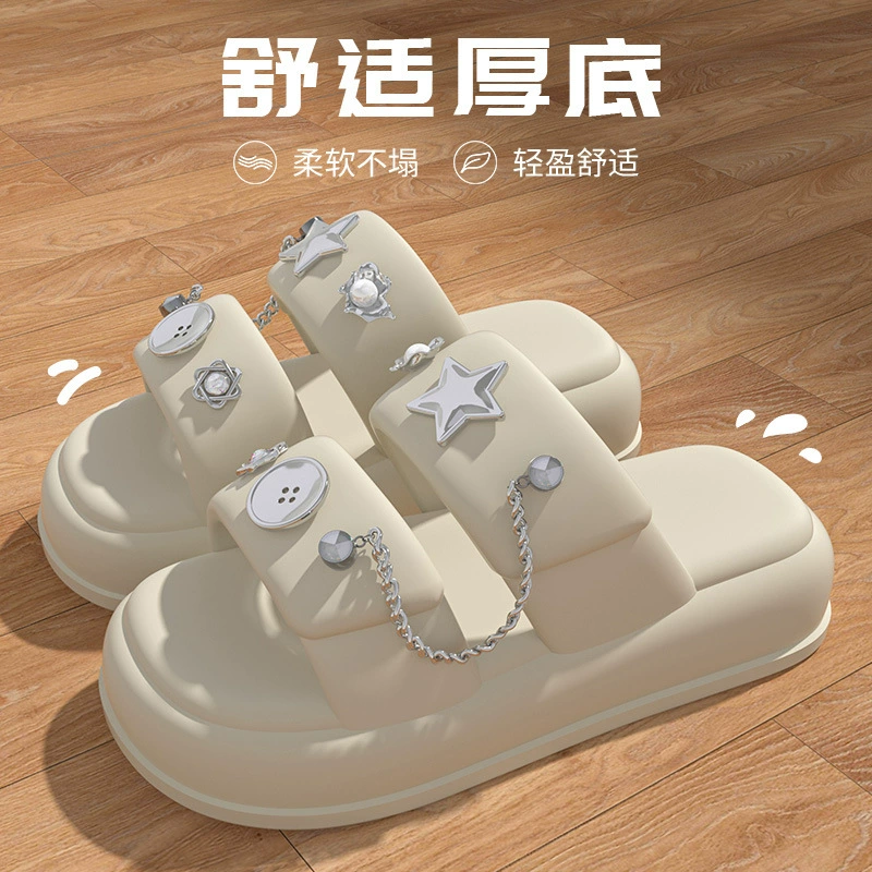 Летний новый сплошной цвет наружного дерьмо сандалии с толстой подошвы тапочки женская мода двойная полоска носить холодные тапочки на месте