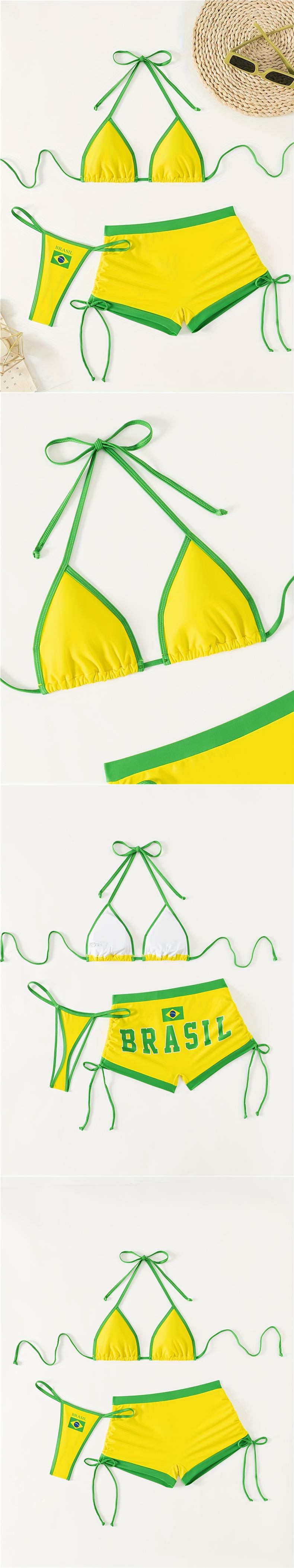Set bikini tre pezzi color block costume da bagno sexy_voghion.com