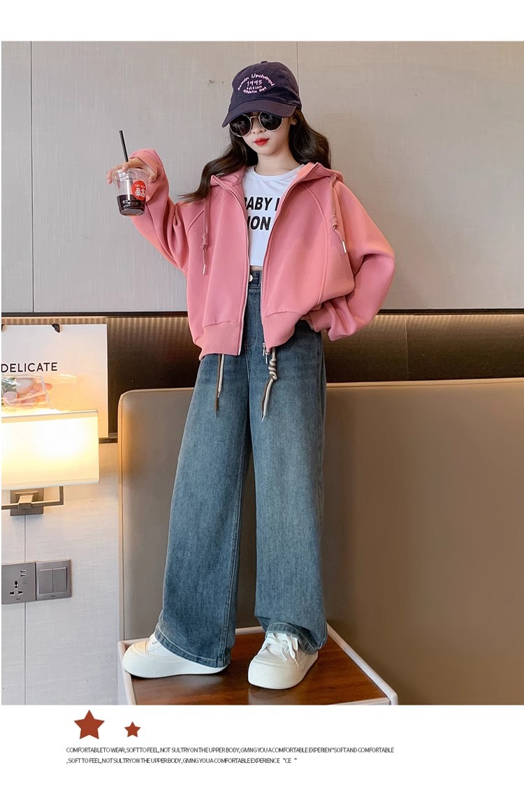 Ensemble sweatshirt cardigan ample à manches longues enfant_voghion.com