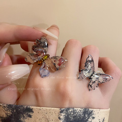 濃墨寫意~新中式國風蝴蝶戒指女小眾設計食指戒網紅氣質百搭指環