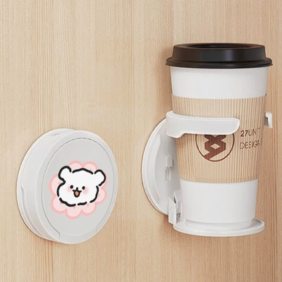 Car cup holder/beverage holder Holder Motorcycle Punch-Free Beverage - white-flower-line-dog