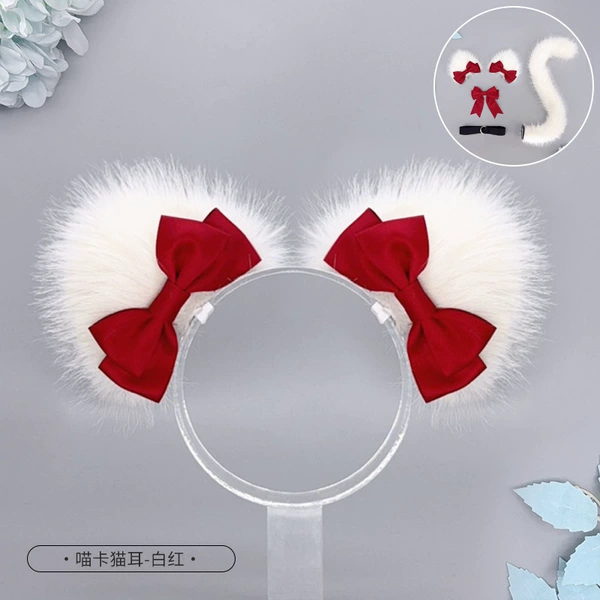 Meowka cat ears-white and red