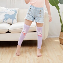 春夏新款儿童运动骑行袜套护膝空调房保暖夏防蚊咬薄款卡通小兔