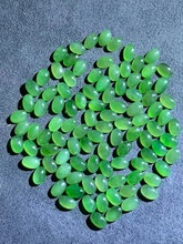 天然俄料和田碧玉4*6mm圆形戒面裸石冰透色彩绿高品质碧玉戒面