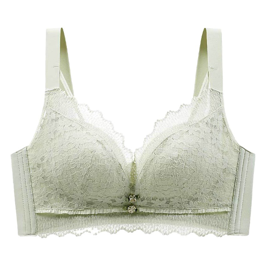 Ropa interior pecho grande pequeña ropa interior de encaje fino push up mama colección anti-flacidez pecho pequeño Sujetador push up inalámbrico para mujeres