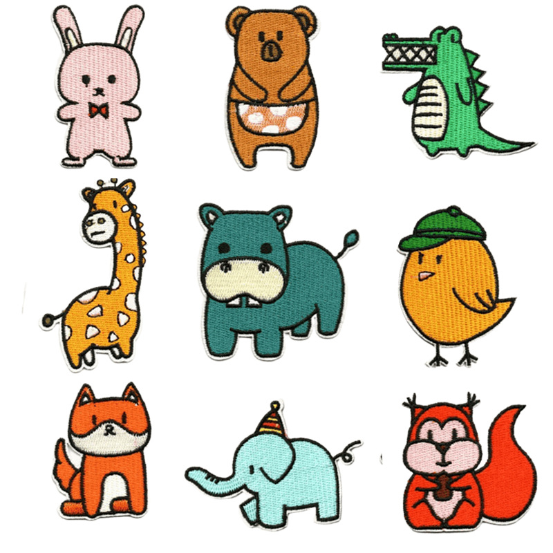 跨境彩色卡通动物刺绣布贴时尚衣服补丁贴pacth绣花章补洞装饰贴