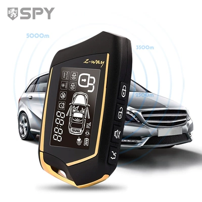 Two-way car anti-theft device 1500 m LCD LCD screen vibration remote control one-button alarm black and gold