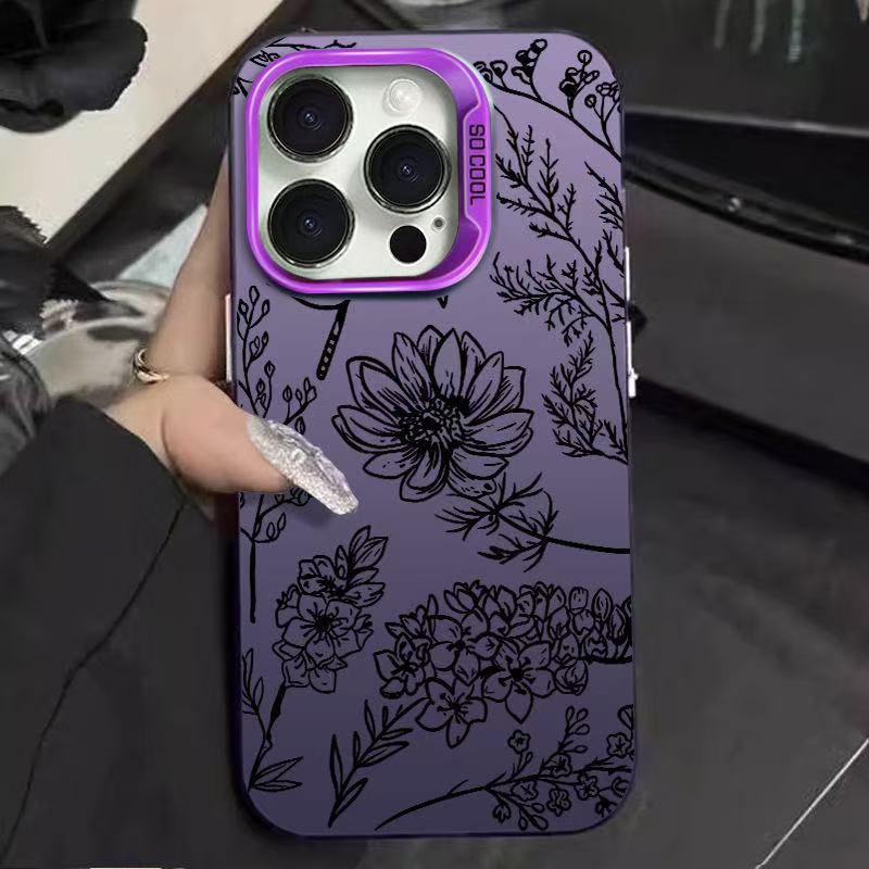 Nueva tendencia flor negra para iPhone 16 funda para teléfono móvil 11 Apple 15promax/14 transfronterizo 13pro12
