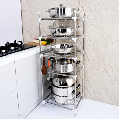 Stainless Steel Sink Rack Multi-layer Four Corner Kitchen Bathroom Floor Shelf Pot Basin Storage Shelf Cross-border Amazon 