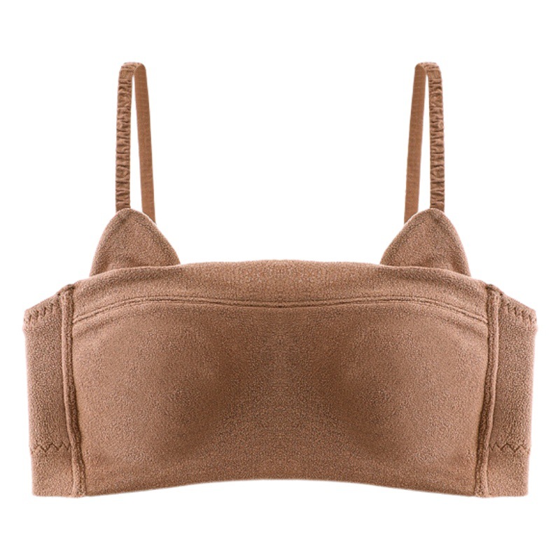 El otoño y el Invierno de peluche dulce terciopelo orejas gato caliente chaleco ropa interior cómodo sujetador taza fija inalámbrica