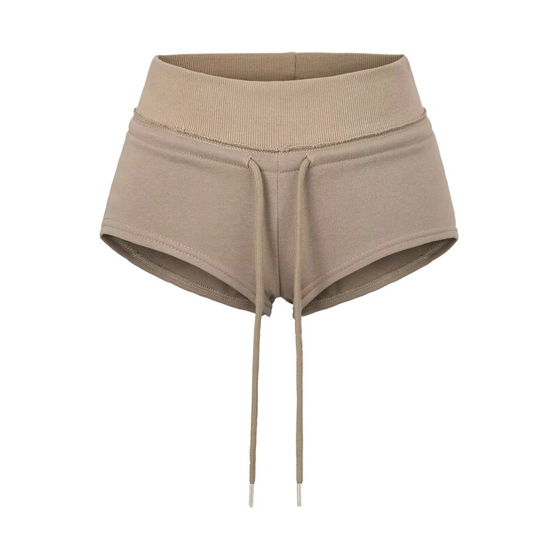 European and American Style Drawstring Ultra-Short Women's Shorts, Elastic Slim Fit, Sexy Hip-Hugging Loose High-Waisted Hot Pants, Trendy Sports Pants