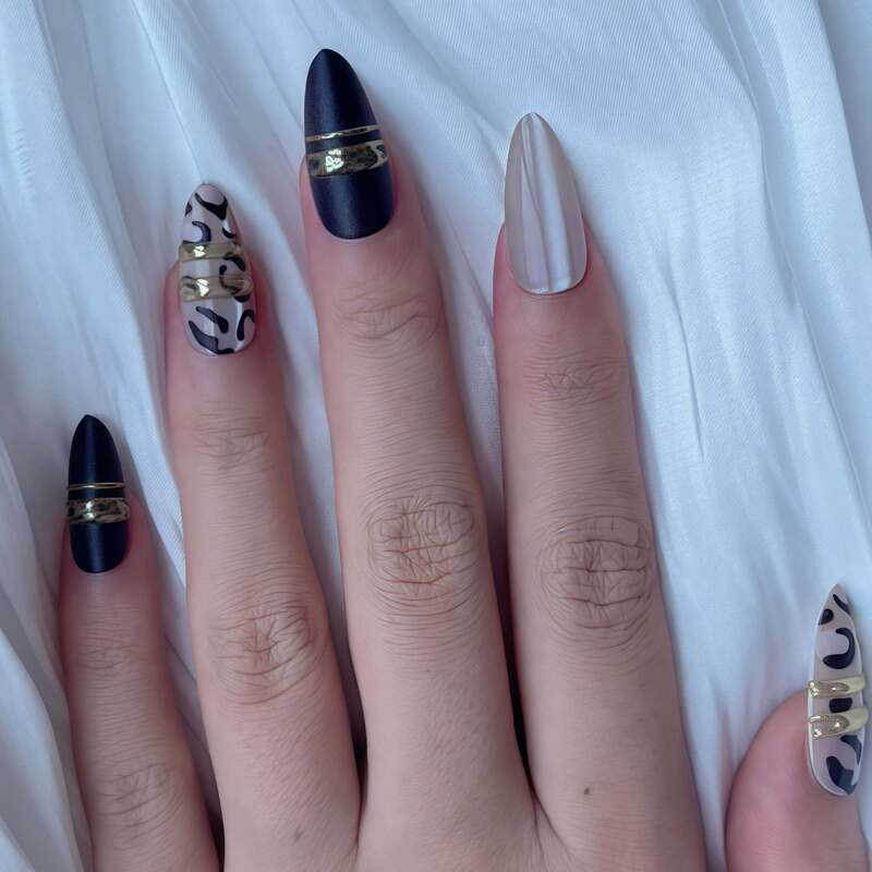 24 Pieces of Cute Leopard Print Gold Cat Eye Wearable Nails, Two Fashionable and Beautiful Fake Nails Cross-Border 24 Pieces of Cute Leopard Print Gold Cat Eye Wearable Nails, Two Fashionable and Beautiful Fake Nails Cross-Border