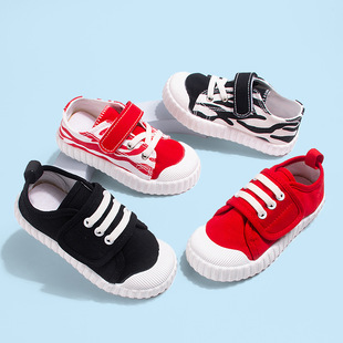 2025 Spring and Autumn Spot Velcro Children's Canvas Shoes Casual Low-Top Soft Sole Cold Sticky Men's and Women's Small Cloth Shoes