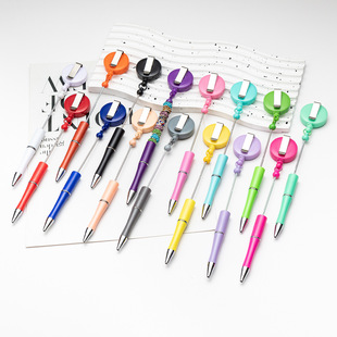 Easy Pull Buckle Beaded Pen Diy Bead Retractable Buckle Plastic Easy Pull Buckle Plastic Beaded Ballpoint Pen
