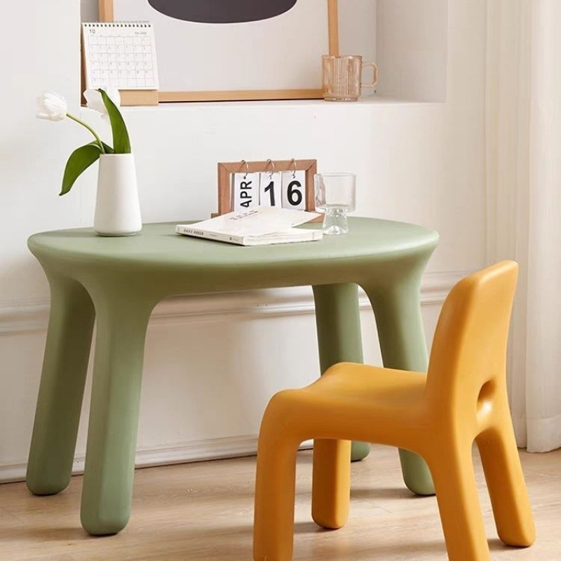 Nordic Children's Study Tables and Chairs, Anti-Collision, Environmentally Friendly Plastic, Small Apartment Study Tables, Bedroom Desks, Outdoor Small Benches