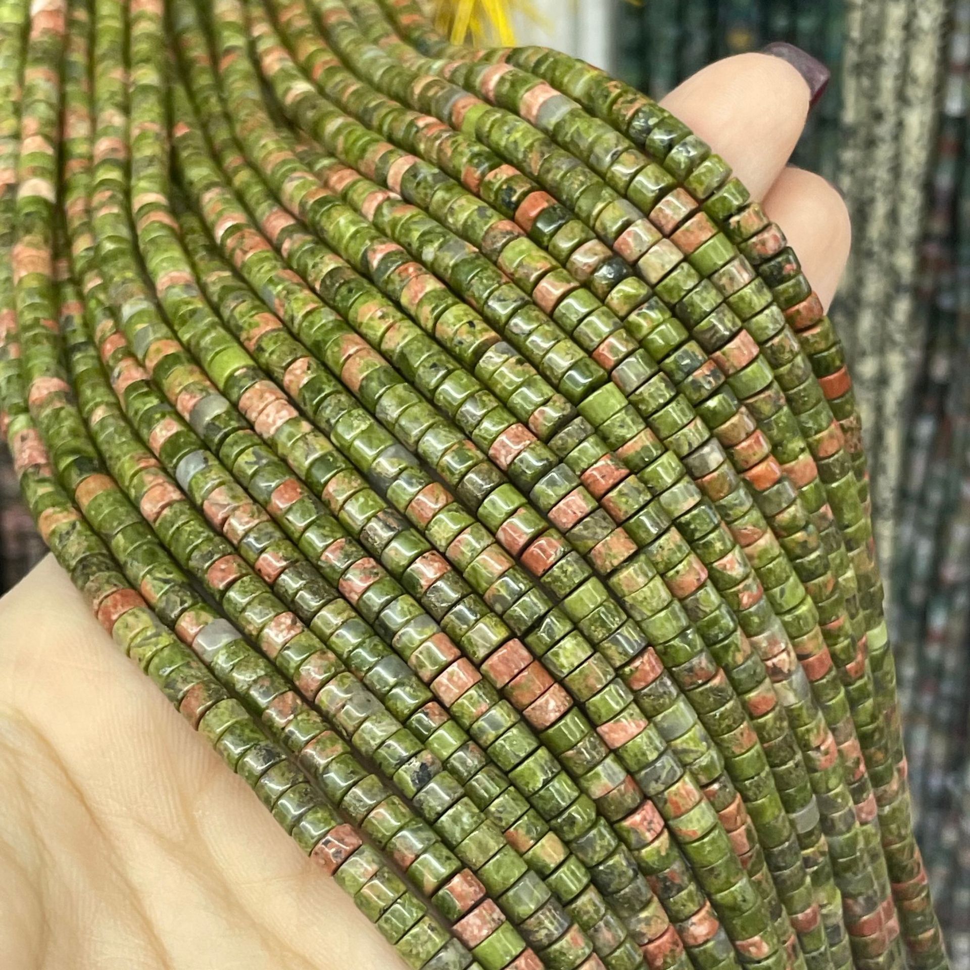 High quality flower stone 2*4MM straight cut buckle piece natural…