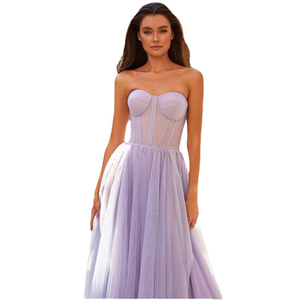 Europa y América Comercio exterior Amazon AliExpress deseo estación independiente nuevo tubo sexy Top tulle vestido de noche