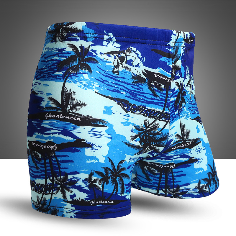 Adult Men's Swimming Trunks One Size Milk Silk Boxer Printed Swimming Trunks Men's Hot Spring Beach Swimming Trunks Factory Wholes