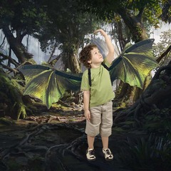 Fantasy Halloween Dinosaur Wing Costume Role-Playing Cool Glowing Back Belt Music Boy Birthday Gift Toy