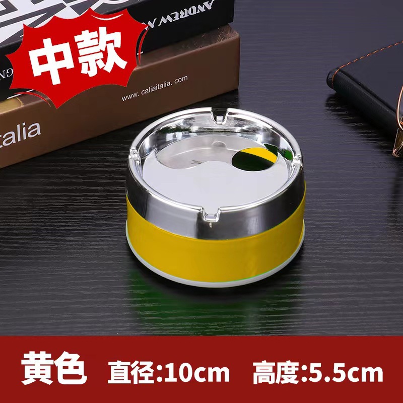 Cenicero de acero inoxidable para el hogar del hotel, cibercafé, sala de estar para el hogar, engrosamiento de metal, gran cenicero personalizado a prueba de caídas, creatividad