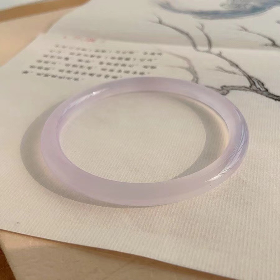 Pulsera Dingdong de jade de imitación de vidrio, pulsera de tiras redondas gruesas, paso a paso, pulsera de novia, libro rojo pequeño, estilo antiguo Dingdong, mismo estilo