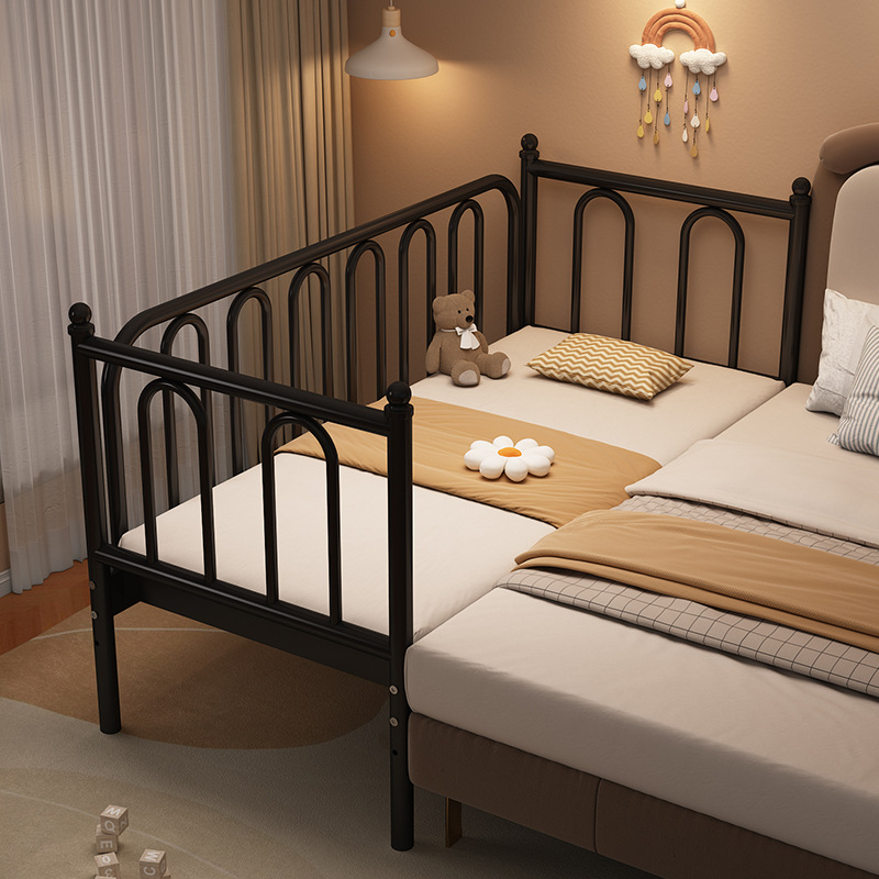 Children's Spliced ​​Bed with Guardrail Side Bed Widened Simple Baby Spliced ​​Iron Bed Crib with Fence Wrought Iron Paint