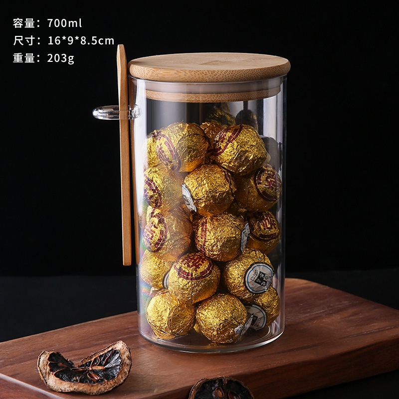 Venta al por mayor de fábrica de tapas de bambú de estilo japonés, tarros de almacenamiento de granos diversos con cuchara, tarros de almacenamiento de plástico redondos para cocinas domésticas