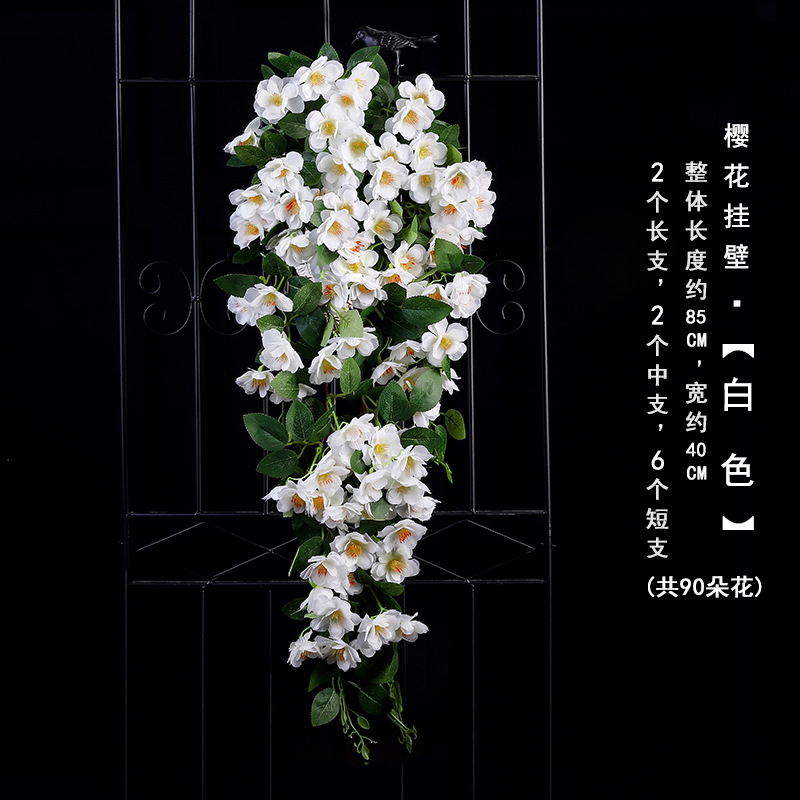Simulación de flores de cerezo enredado tubería de aire acondicionado vid de sombra árbol de vid de flor de simulación decoración vid de flores falsas vid