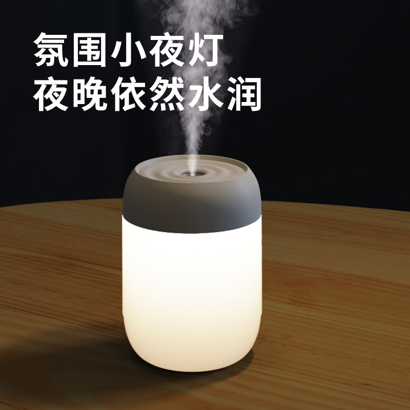 Nuevo humidificador luz nocturna oficina en casa dormitorio simple gran aerosol USB atmósfera luz humidificador Coche