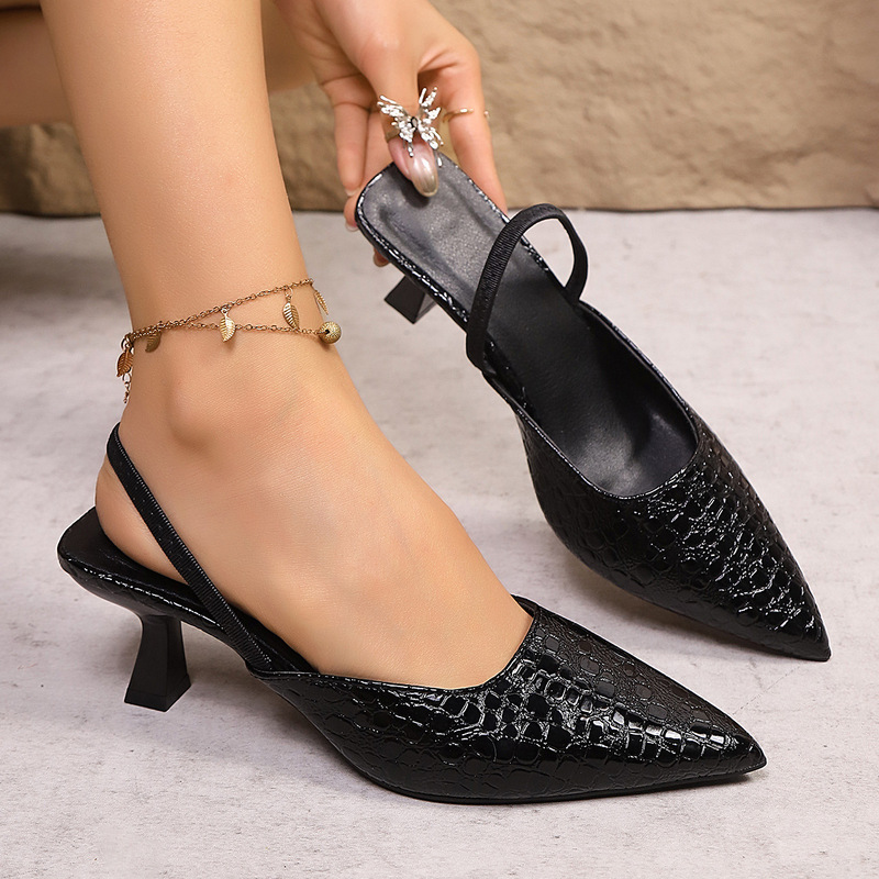 In-Stock European and American 2026 Spring/Summer New Style Shallow Mouth Stiletto High Heels, Sexy Pointed Toe Closed-Toe Women's Sandals Wholesale