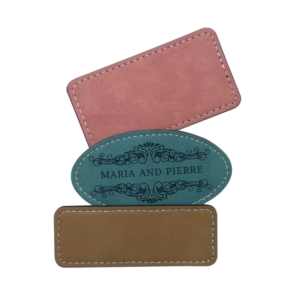 Transferencia térmica de cuero insignia empresa de moda cara personalidad material en blanco al por mayor