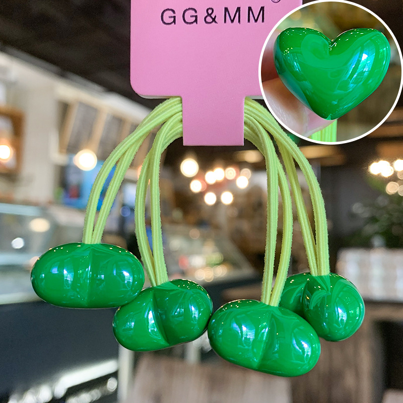 20g Weight Hair Tie Hair Accessories Type 2 Pieces Per Card Quantity Holiday, Daily Occasion Acrylic Material Color Block, Heart Shape Pattern Kid'S Gender Cute, Sweet Style Cute Sweet Kid'S Color Block Heart Shape Arylic Hair Tie 19