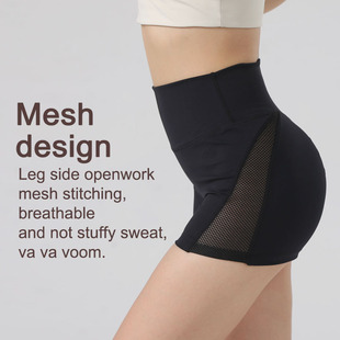 Summer Nude Three-Point Yoga Pants with Side Crescent Mesh Sports Shorts Peach Lift Outerwear Fitness Shorts