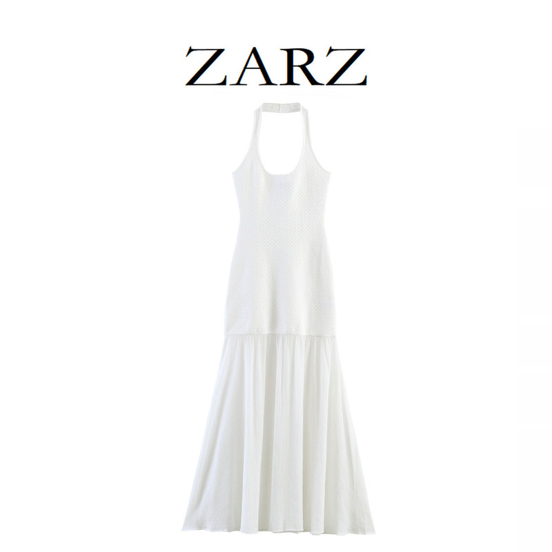 Zarz Self-Made European and American Style New Women's Fashion Stylish Halter Neck Knitted Patchwork Dress 4192070250 Zarz Self-Made European and American Style New Women's Fashion Stylish Halter Neck Knitted Patchwork Dress 4192070250