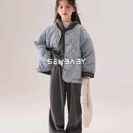 童装冬装女童棉衣外套2025儿童两面穿棉服大衣新款中大童轻薄洋气