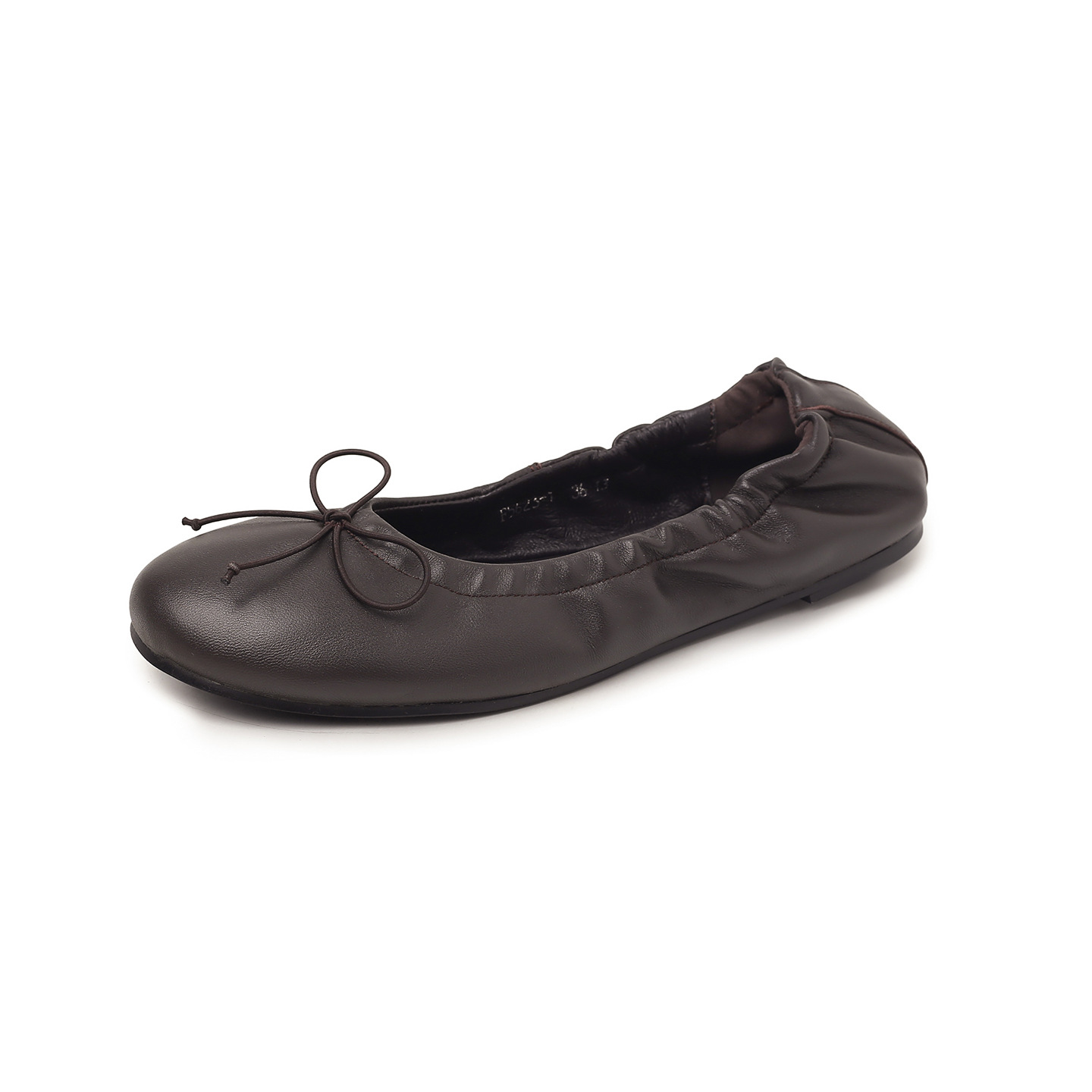 Giày ballet nữ da cừu mũi tròn nơ bướm đế bệt mềm mại — màu nâu chi tiết 32