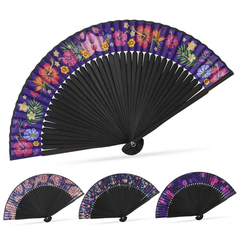 Soporte a la personalización de 21CM ventilador de fila ventilador antiguo ventilador de danza ventilador plegable ventilador de la República de China ventilador de tela