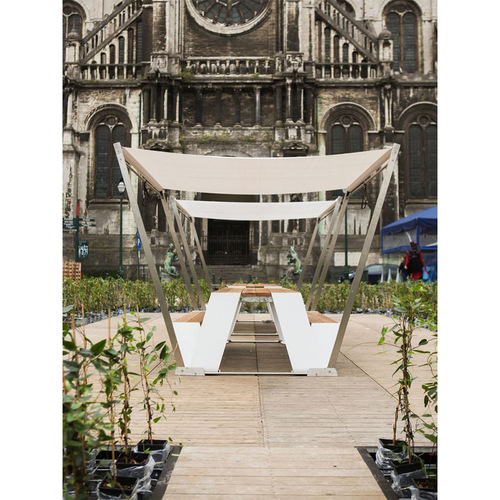 Outdoor aluminum public table and chair set, integrated long bench, cafe booth, outdoor stainless steel park chair combination