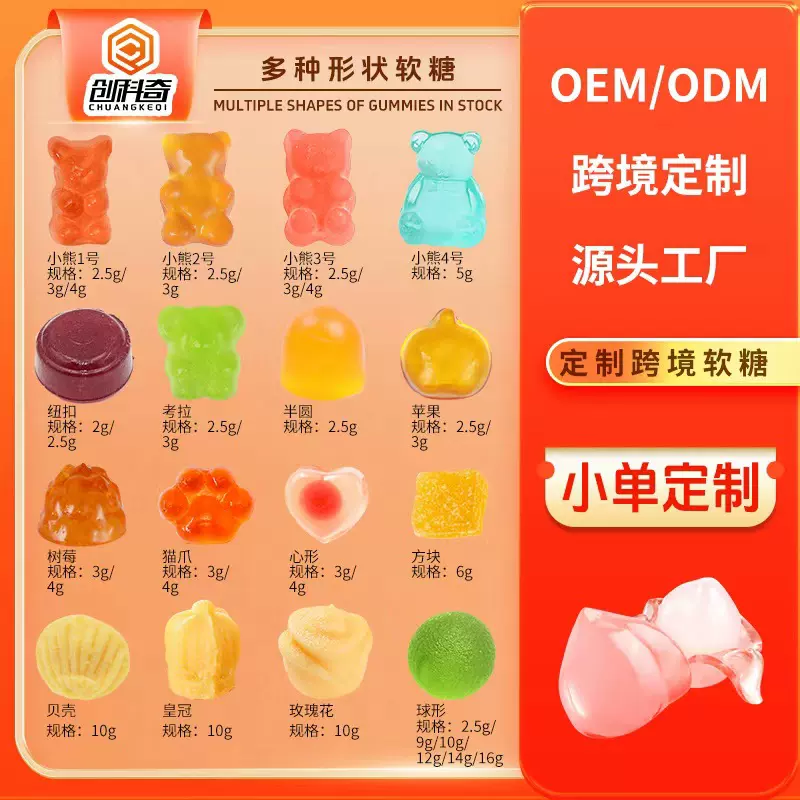 外贸软糖OEMODM代工维生素软糖小熊软糖跨境褪黑素胶原蛋白益生菌