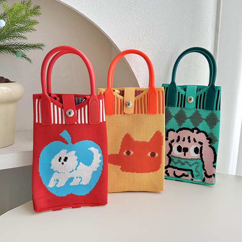 Cartoon tejido bolso para teléfonos móviles para mujeres 2025 nuevo estilo coreano de hombro único, bolso de viaje, bolso de cambio, bolso pequeño